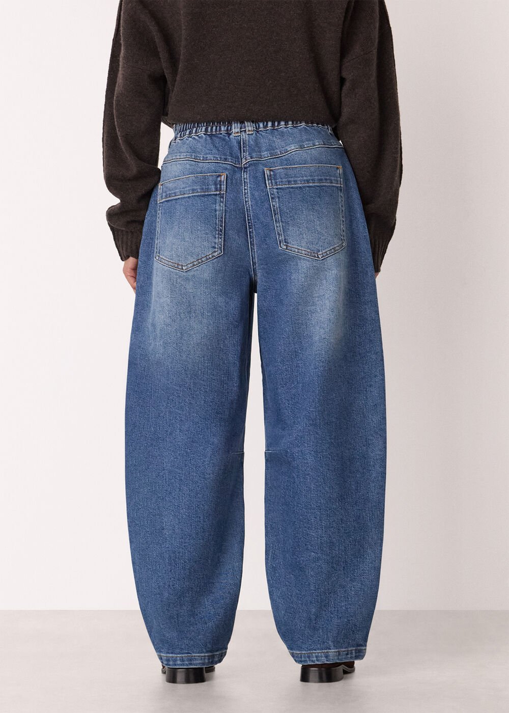 Petite Elasticated Waist Barrel Jean